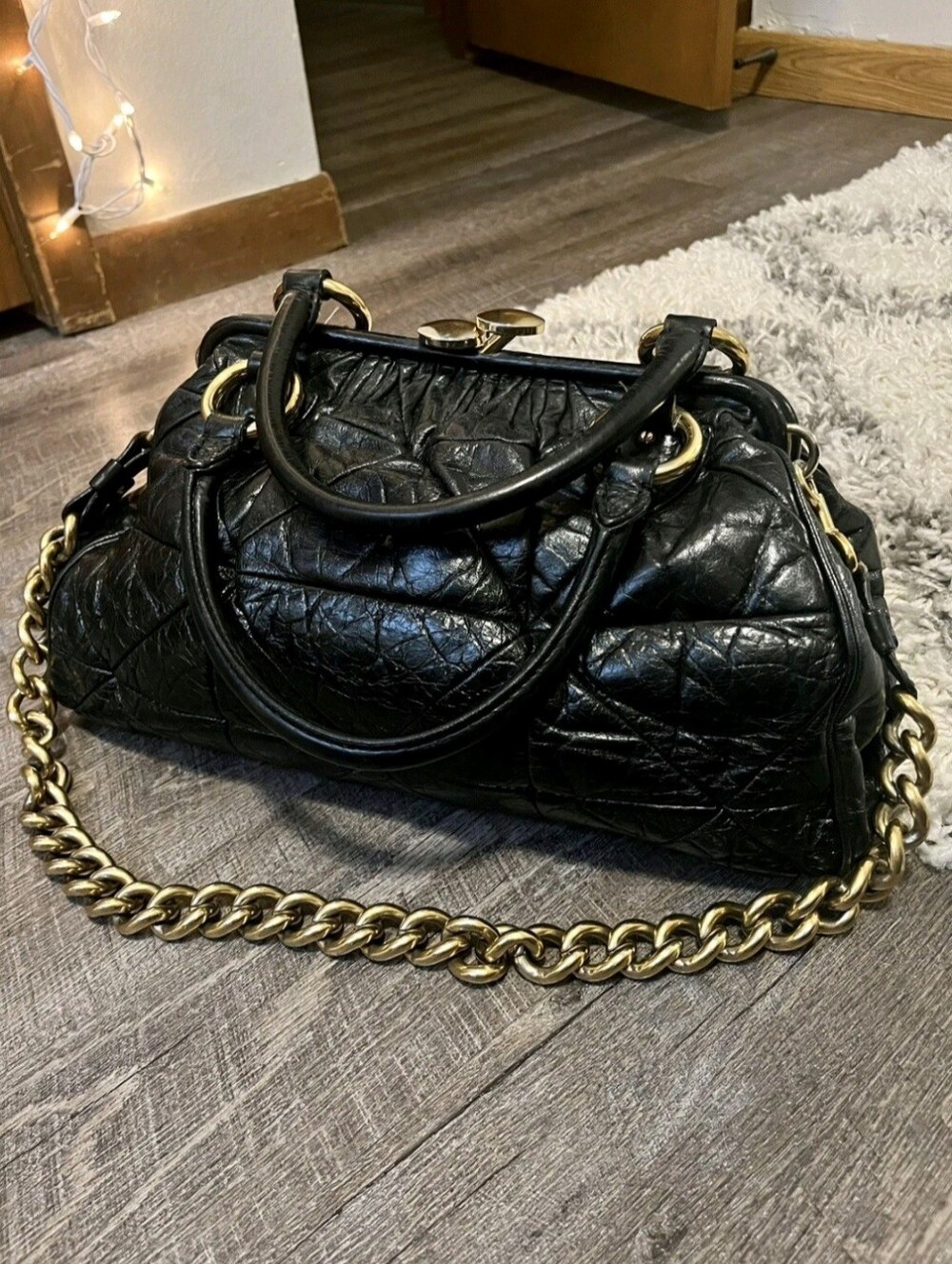 Marc Jacobs Black Leather Patchwork Stam Bag